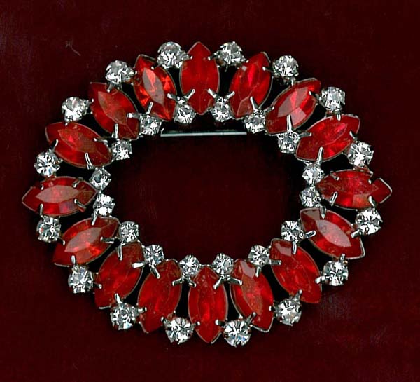 BROOCH - RED/NICKEL