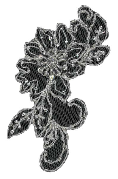 CRYSTAL BEADED MOTIF - IV/SIL