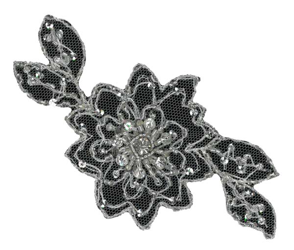 CRYSTAL BEADED MOTIF - IV/SIL