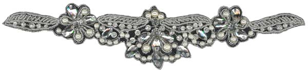 HEAVY CRYSTAL BEADED MOTIF (SOLD SINGULARLY) - IV/SIL