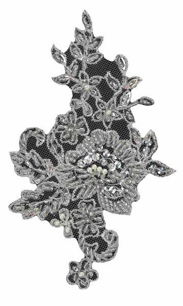 CRYSTAL BEADED MOTIF - SIL/IV