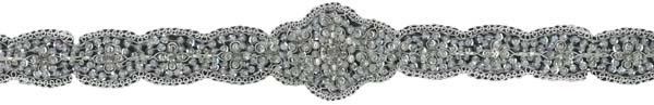 HEAVY BEADED CRYSTAL SEQUIN EDGING - IV/SIL