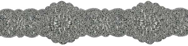 VERY HEAVY CRYSTAL BEADED EDGING - SIL