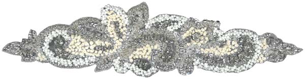 CRYSTAL BEADED MOTIF - SIL/WHITE/IV