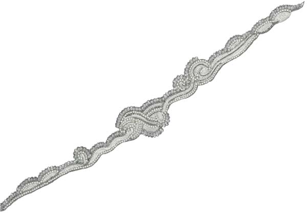 CRYSTAL BEADED BELT MOTIF (SOLD SINGULARLY) - IV/SIL