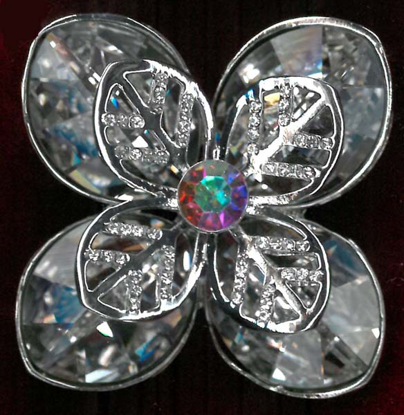 BROOCH - NICKEL/CLEAR/AB