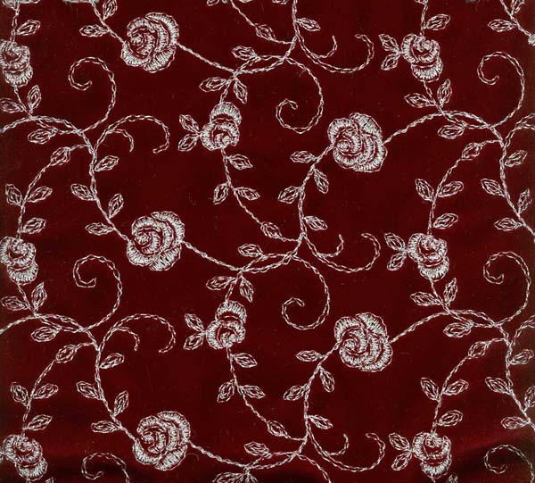 EMBROIDERED VELVET - WINE/SIL